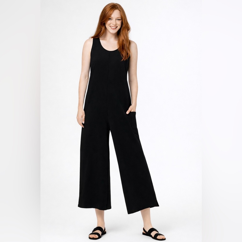 Black Sleeveless Boho Jersey Jumpsuit Size Medium EUC